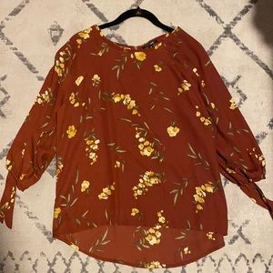 Medium floral burgundy blouse. Perfect for work!
